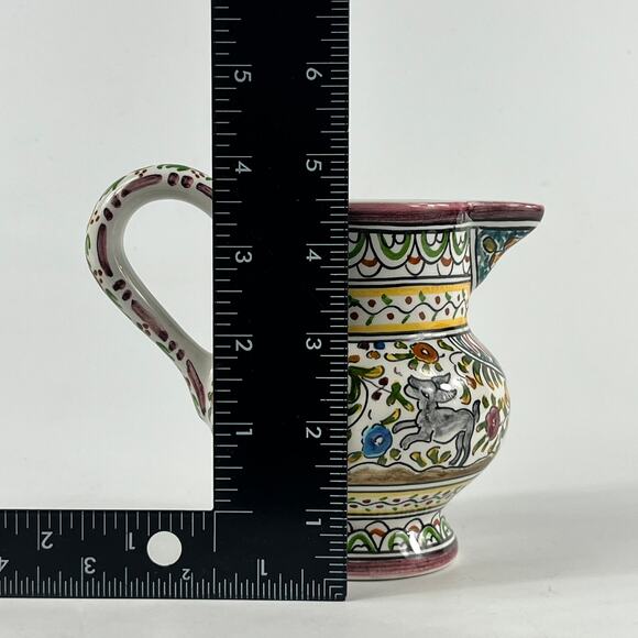 Ceramicas de Coimbra Portugal Hand Painted Small Pitcher 5.5"x5" Folk Art XVII - Picture 12 of 12